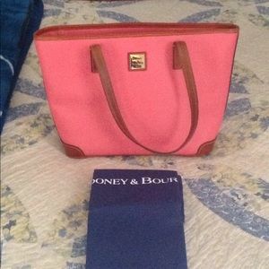 Bubblegum and brown Dooney and Bourke handbag